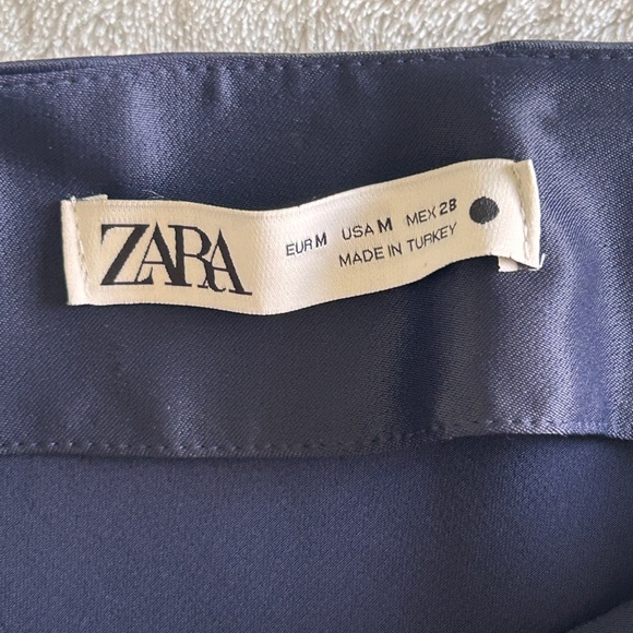 Zara Satin High Waist Midi Skirt in Navy Blue - Picture 10 of 12